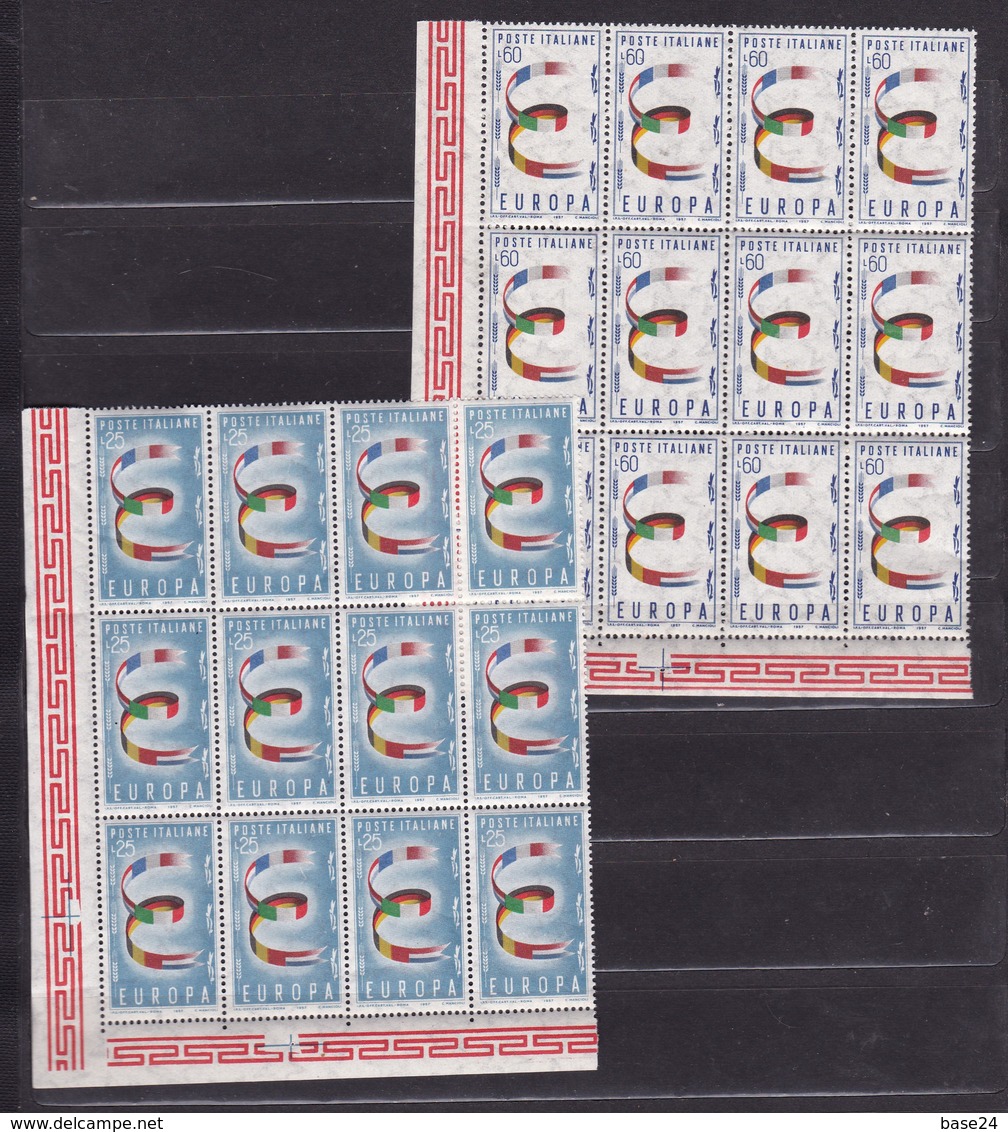 1957 Italia Repubblica EUROPA CEPT EUROPE 12 Serie Di 2v. MNH** Blocco SOGGETTI DIVERSI - 1957