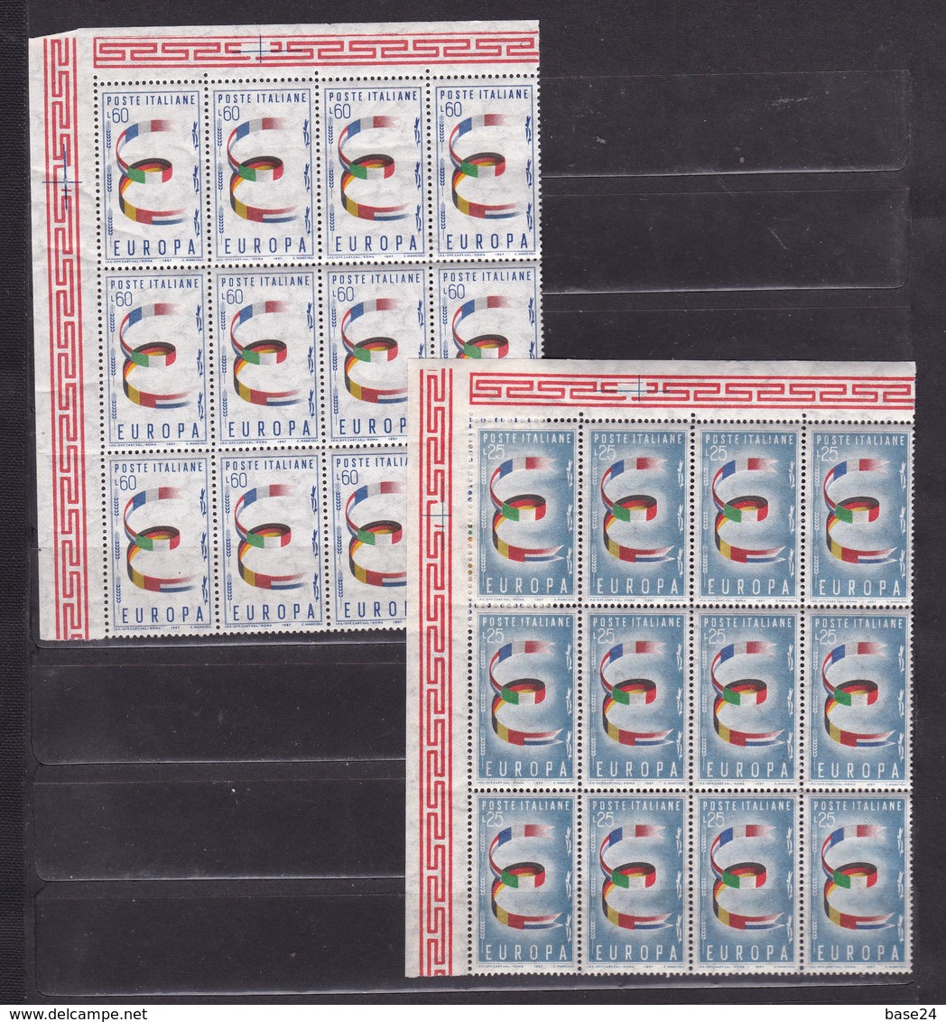 1957 Italia Repubblica EUROPA CEPT EUROPE 12 Serie Di 2v. MNH** Blocco SOGGETTI DIVERSI - 1957