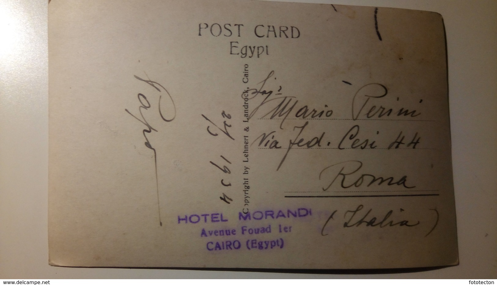 Egypt, Miṣr - Cairo, Al-Qāhira - General View - 1934 - "Hotel  Morandi" - Cairo