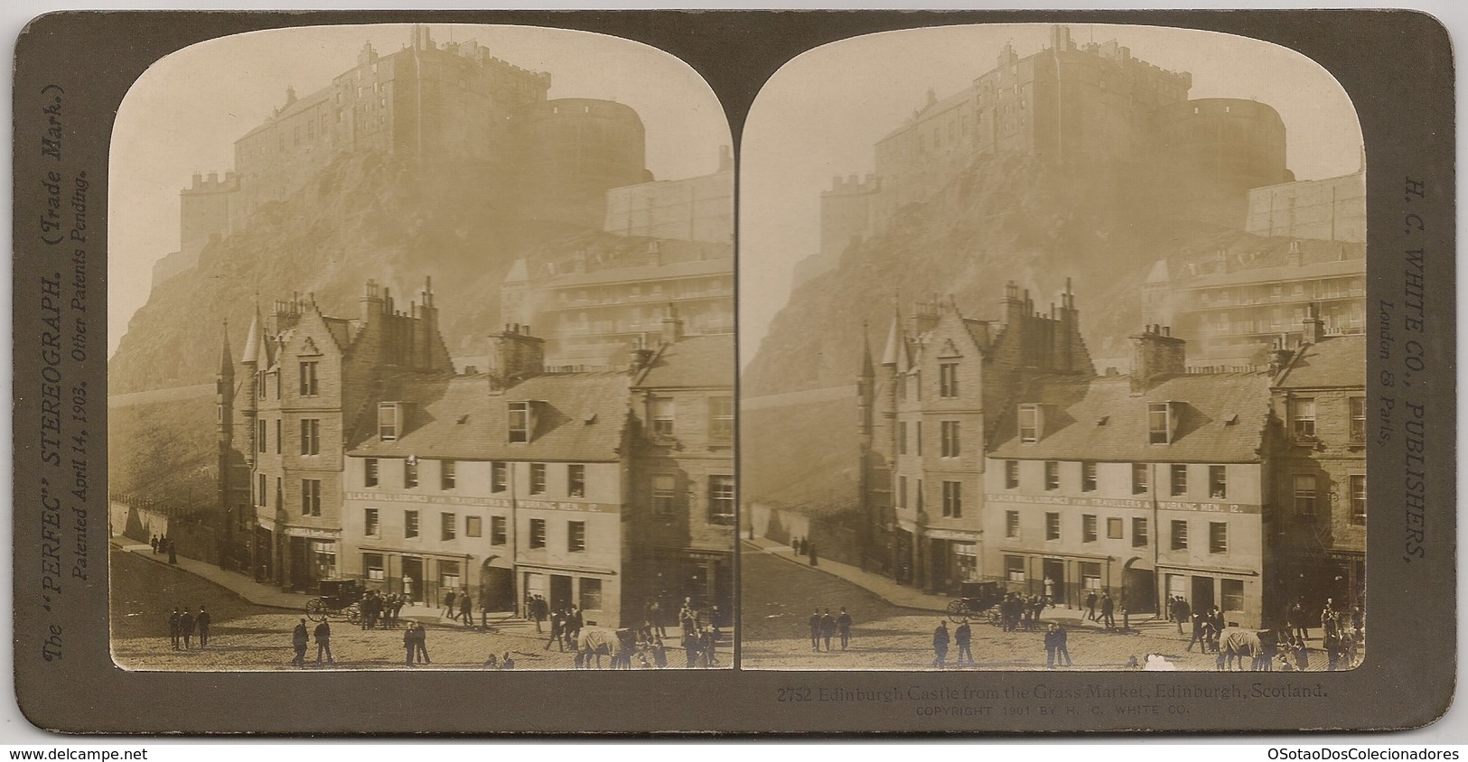 STEREO Scotland - Stereoscopic Edinburgh - Edinburgh Castle From The Grass Market - H. C. WHITE CO PUBLISHERS - Stereoscoopen