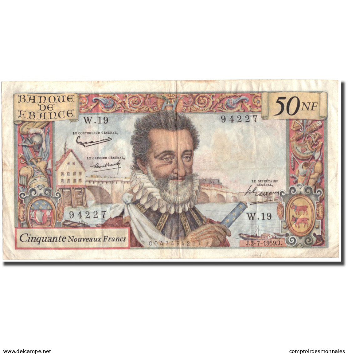 France, 50 Nouveaux Francs, 50 NF 1959-1961 ''Henri IV'', 1959, 1959-07-02, TB+ - 50 NF 1959-1961 ''Henri IV''