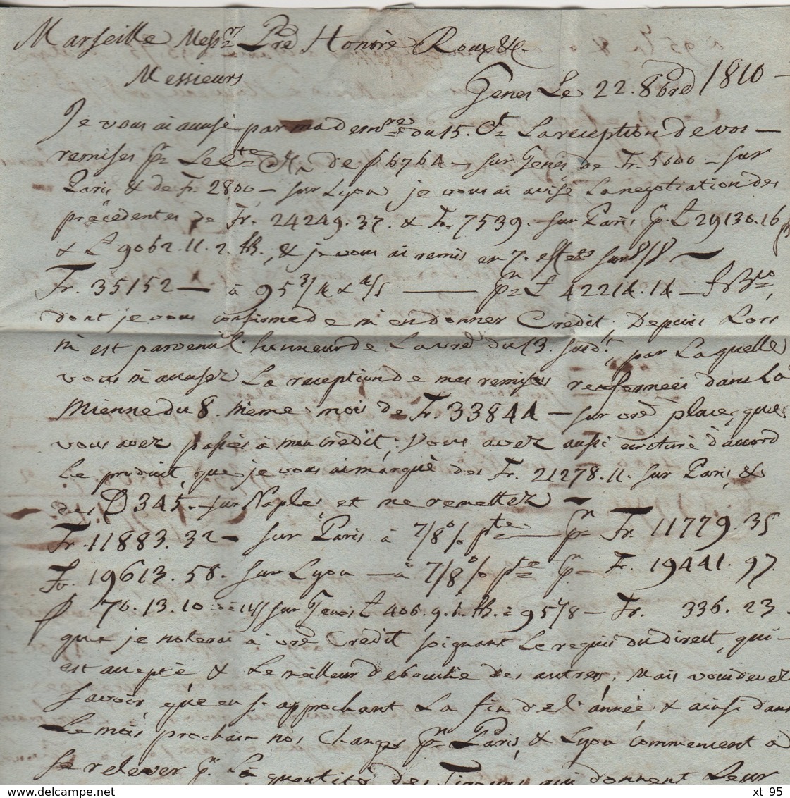 Genes - 87 - 1810 - Lettre Pesee 15g - Taxe Corrigee De 15 à 18 - Departement Conquis - 1792-1815: Dipartimenti Conquistati