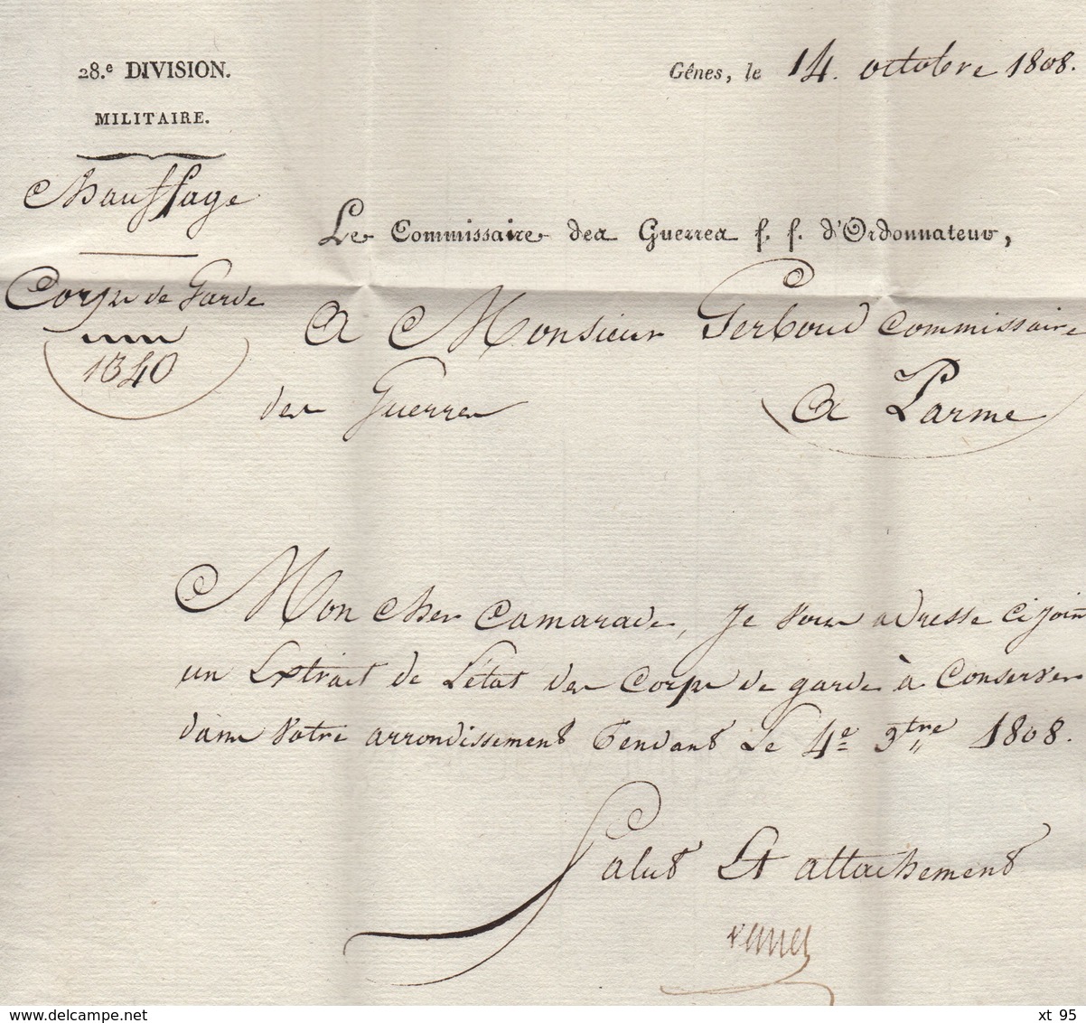 Genes - 87 - 1808 - Franchise 28eme Division Militaire - Departement Conquis - 1792-1815: Dipartimenti Conquistati