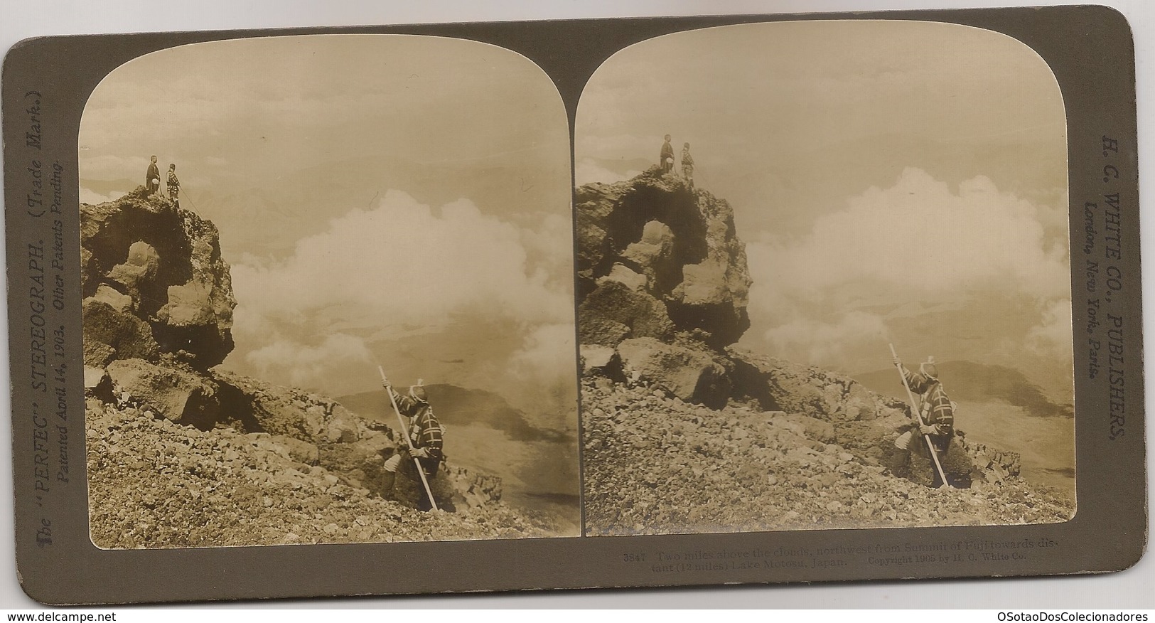 STEREO Japan - Stereoscopic Lake Motosu - Two Miles Above The Clouds, Northwest From Summit Of Fuji - H. C. WHITE CO - Stereoscoopen