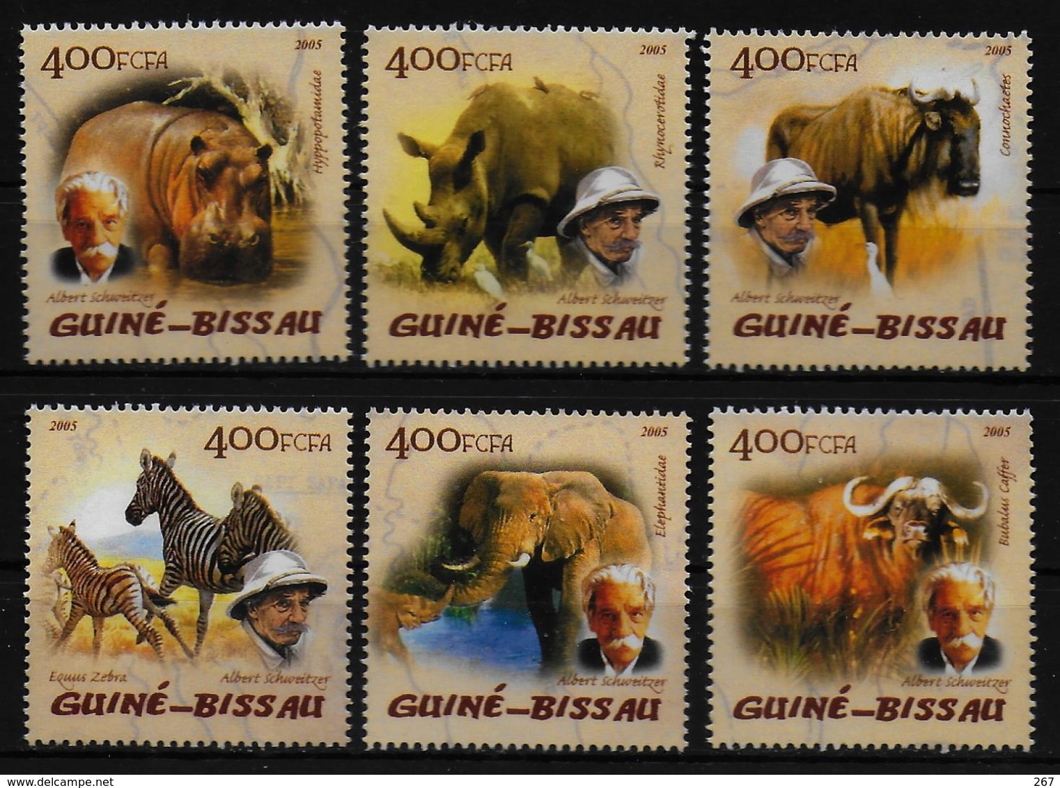 GUINEE BISSAU  N°  1804/09  * *  ( Cote 12e )  Schweitzer Gnou Elephants Zebres Hippopotame Rhinoceros Buffle - Albert Schweitzer