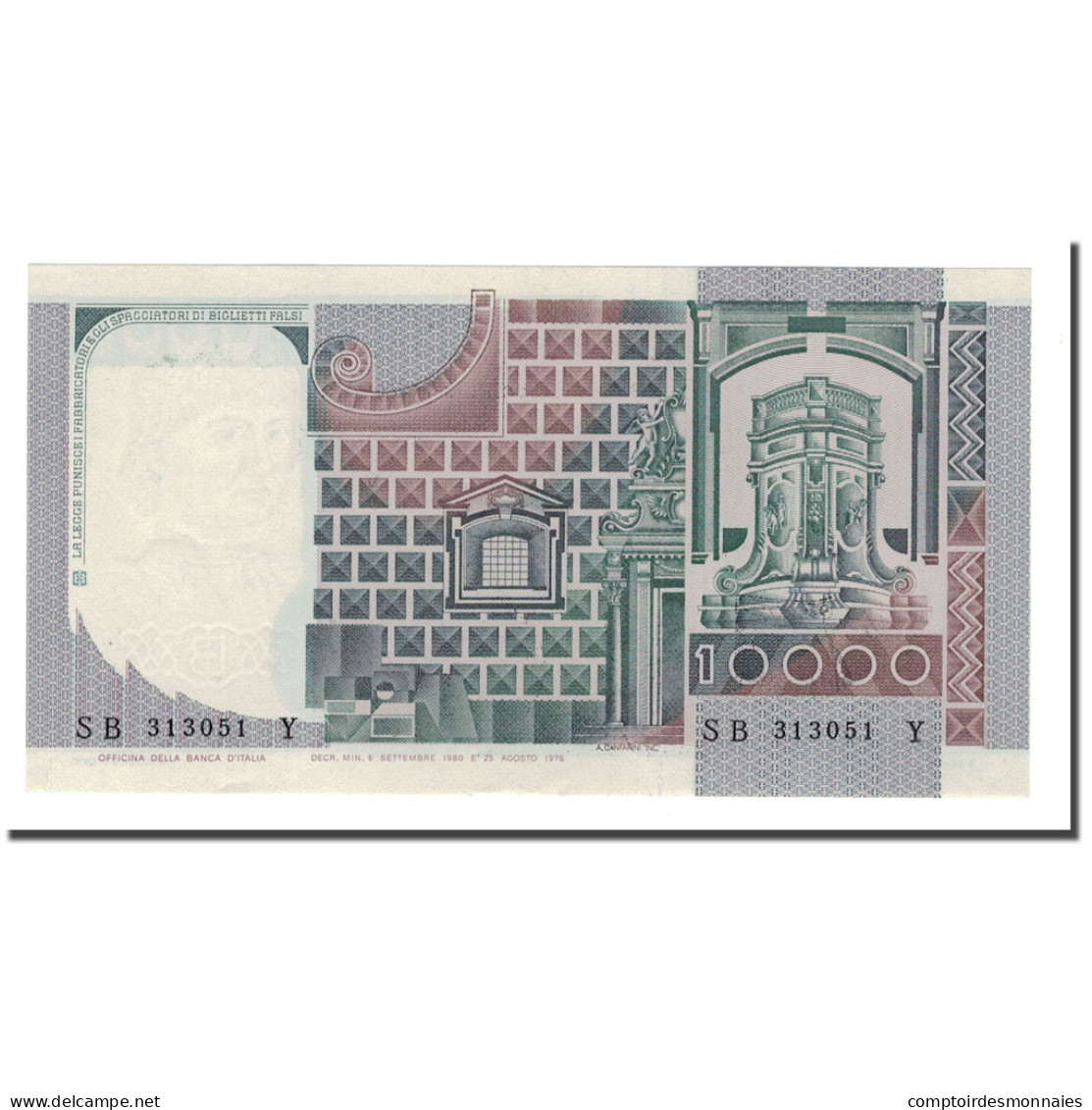 Billet, Italie, 10,000 Lire, 1976-1984, 1980-09-06, KM:106b, SPL - 10000 Lire