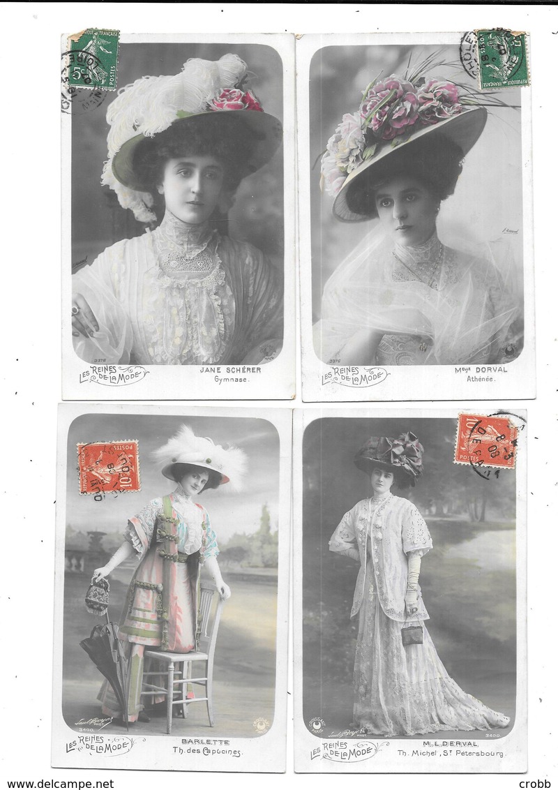 10911 - LOT De 4 CPA Les Reines De La Mode,DORVAL,SCHERER,BARLETTE - Artistes