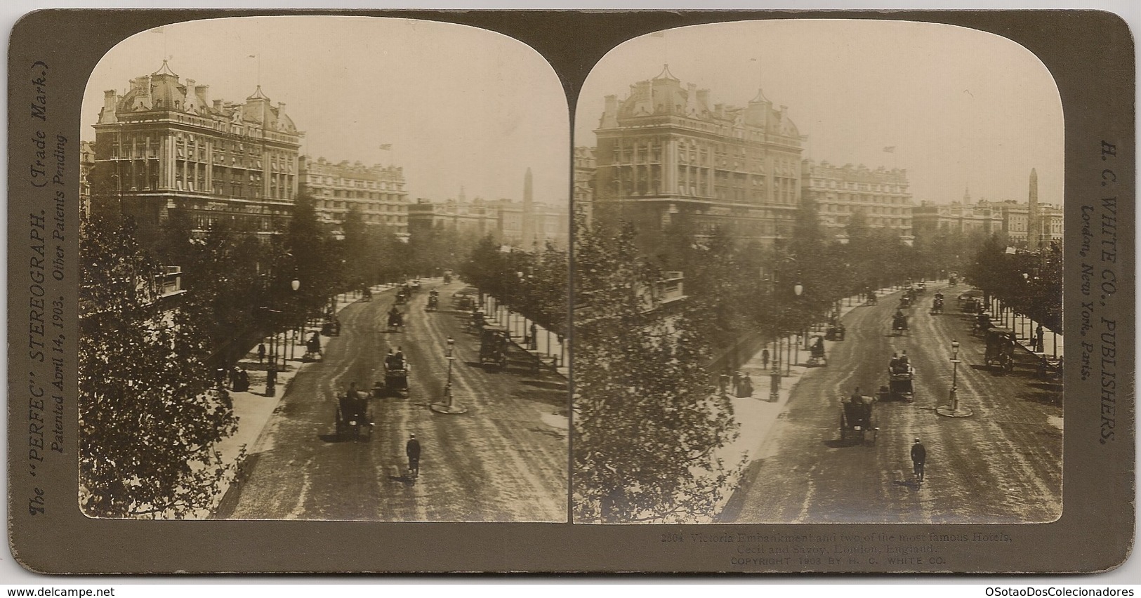 STEREO England - Stereoscopic London - Victoria Embankment And Two Of The Most Famous Hotels Cecil And Savoy - Stereoscoopen