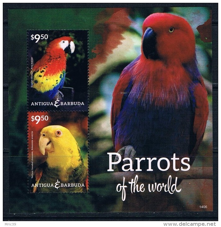 Bloc Sheet Oiseau  Perroquets Birds Parrots  MNH  Neuf ** Antigua & Barbuda 2014 - Antigua Et Barbuda (1981-...)