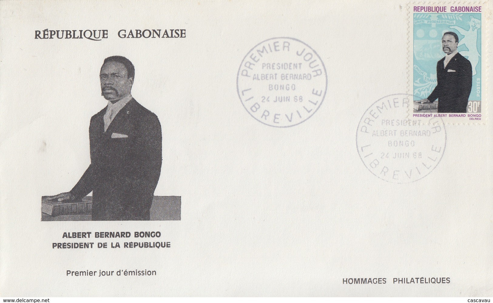 Enveloppe  FDC  1er  Jour   GABON    Président   Albert - Bernard   BONGO   1968 - Gabon (1960-...)