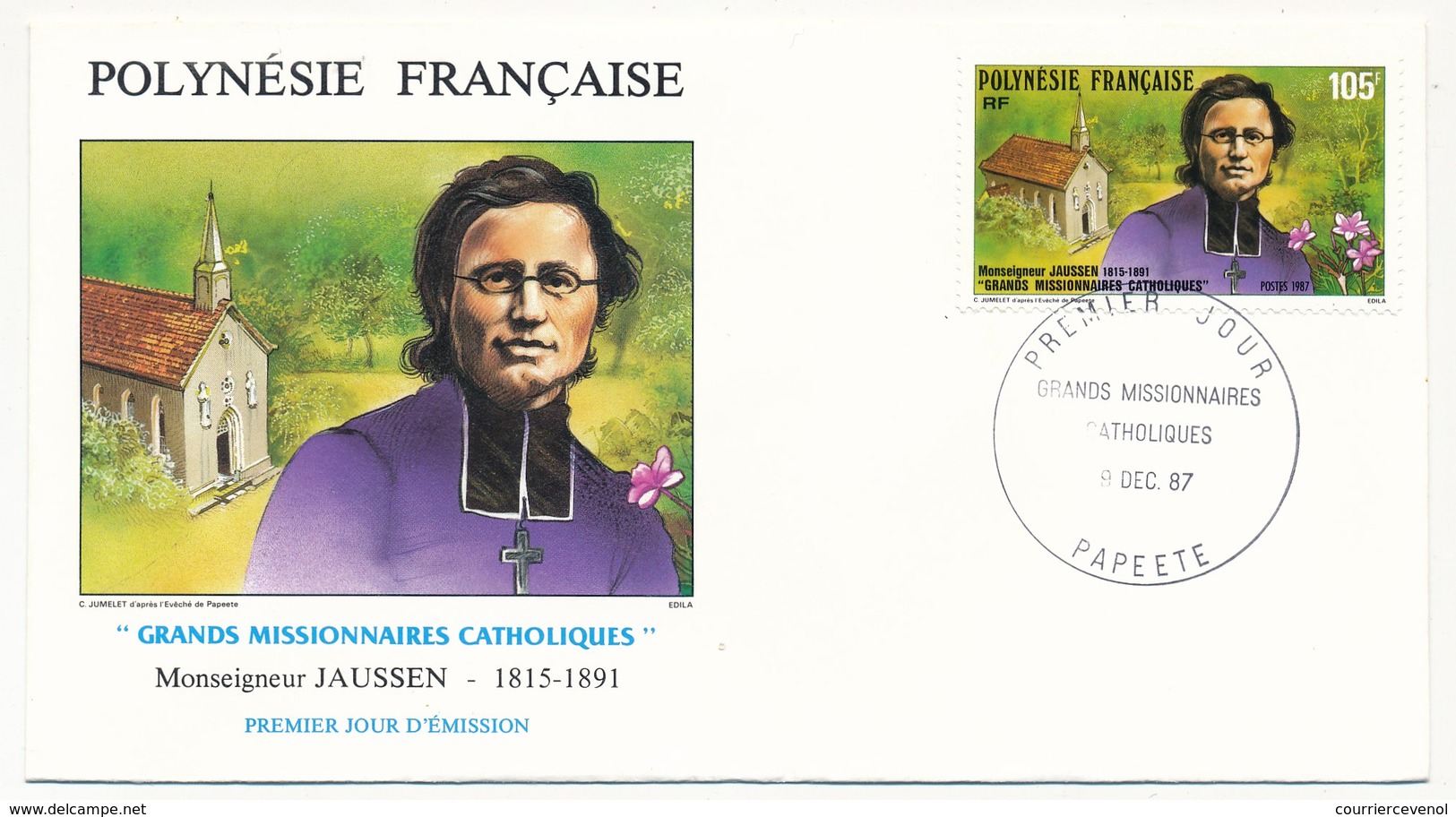 POLYNESIE FRANCAISE - 3 FDC - Grands Missionnaires Catholiques - 9 Décembre 1987 - Papeete - FDC