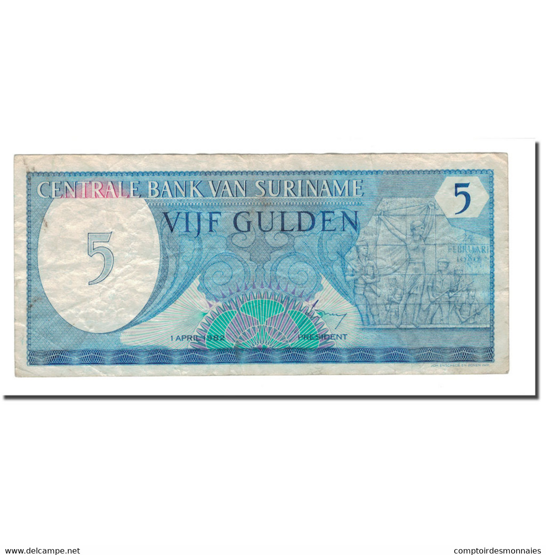 Billet, Surinam, 5 Gulden, 1982, 1982-04-01, KM:125, TB - Surinam