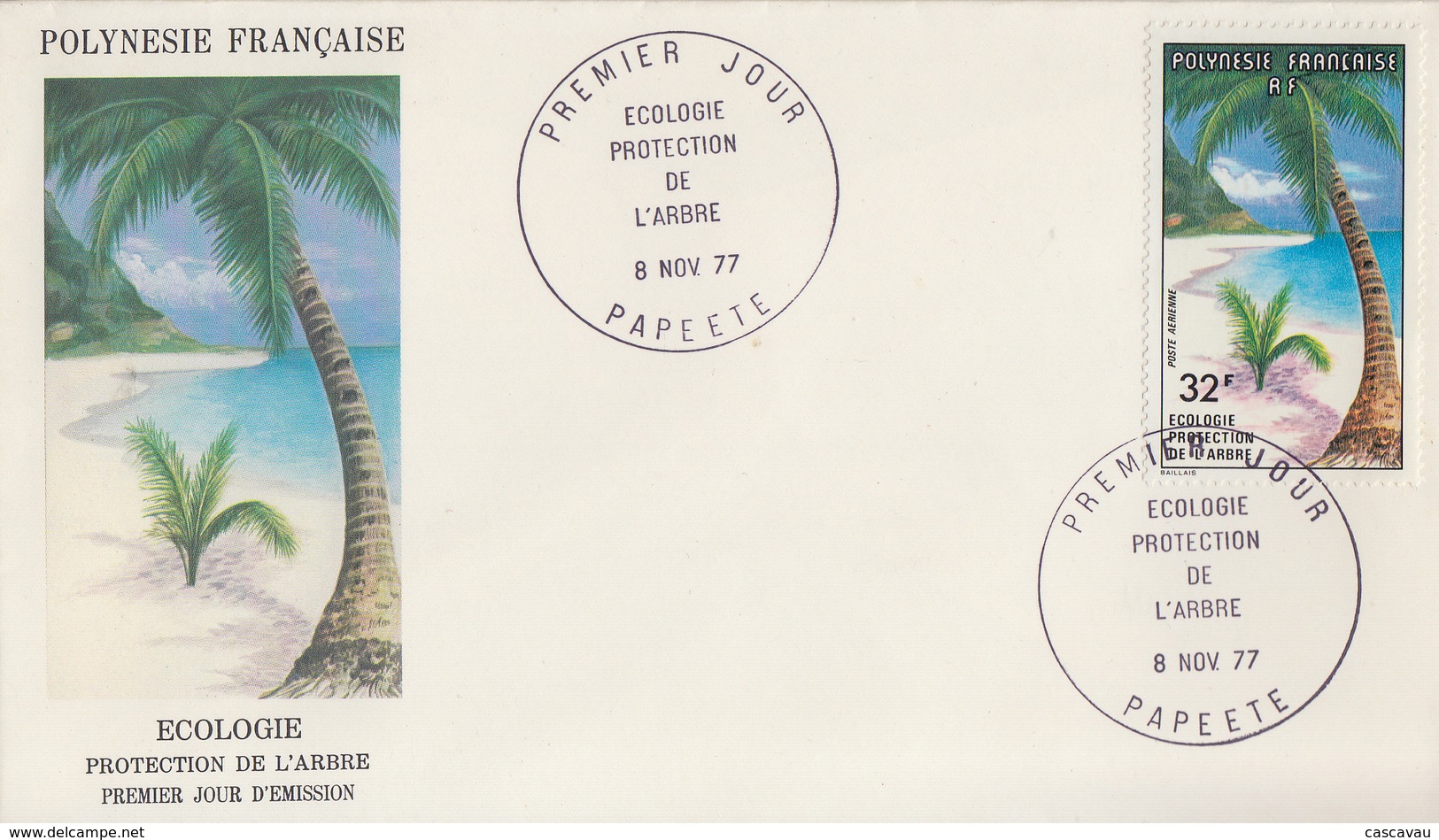 Enveloppe  FDC   1er  Jour   POLYNESIE   Ecologie   Protection  De  L' Arbre  1977 - FDC