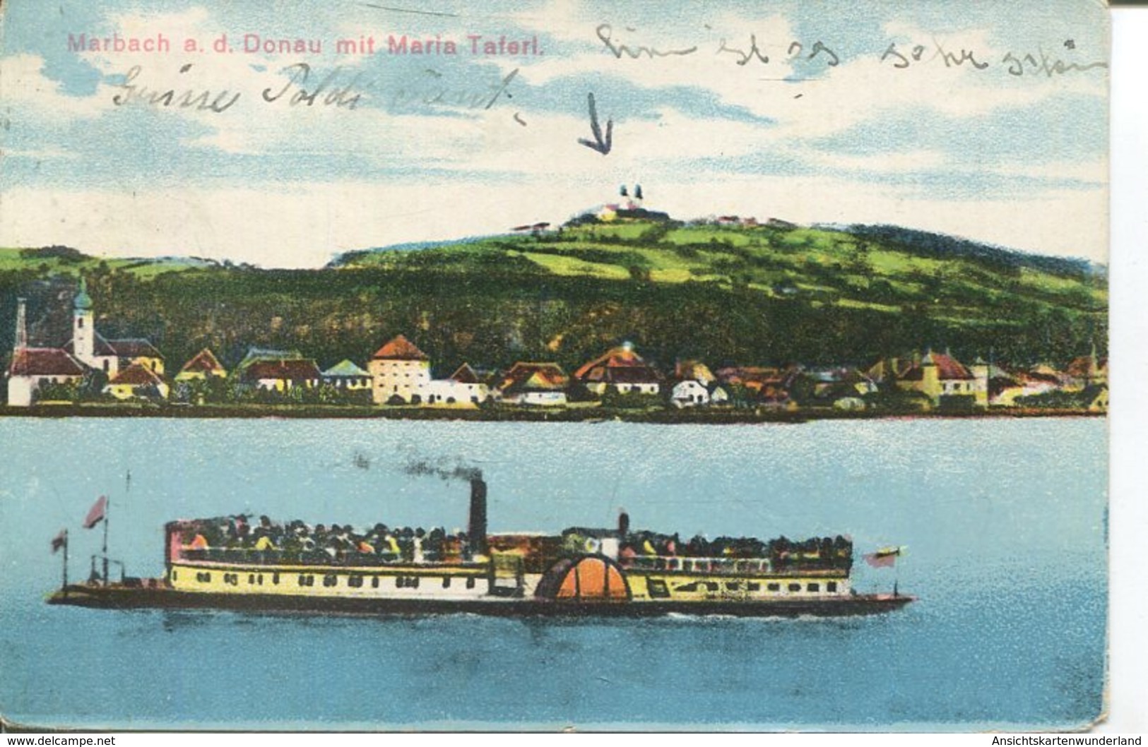 005586  Marbach A. D. Donau Mit Maria Taferl  Und Raddampfer  1935 - Maria Taferl