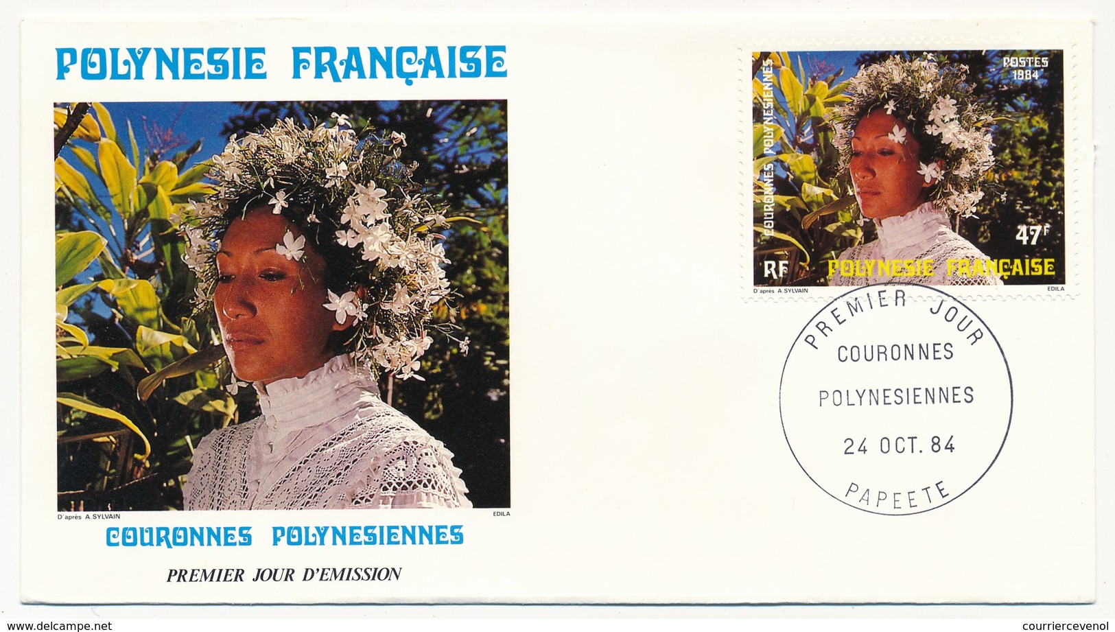 POLYNESIE FRANCAISE - 3 FDC - Couronnes Polynésiennes - 24 Octobre 1984 - Papeete - FDC