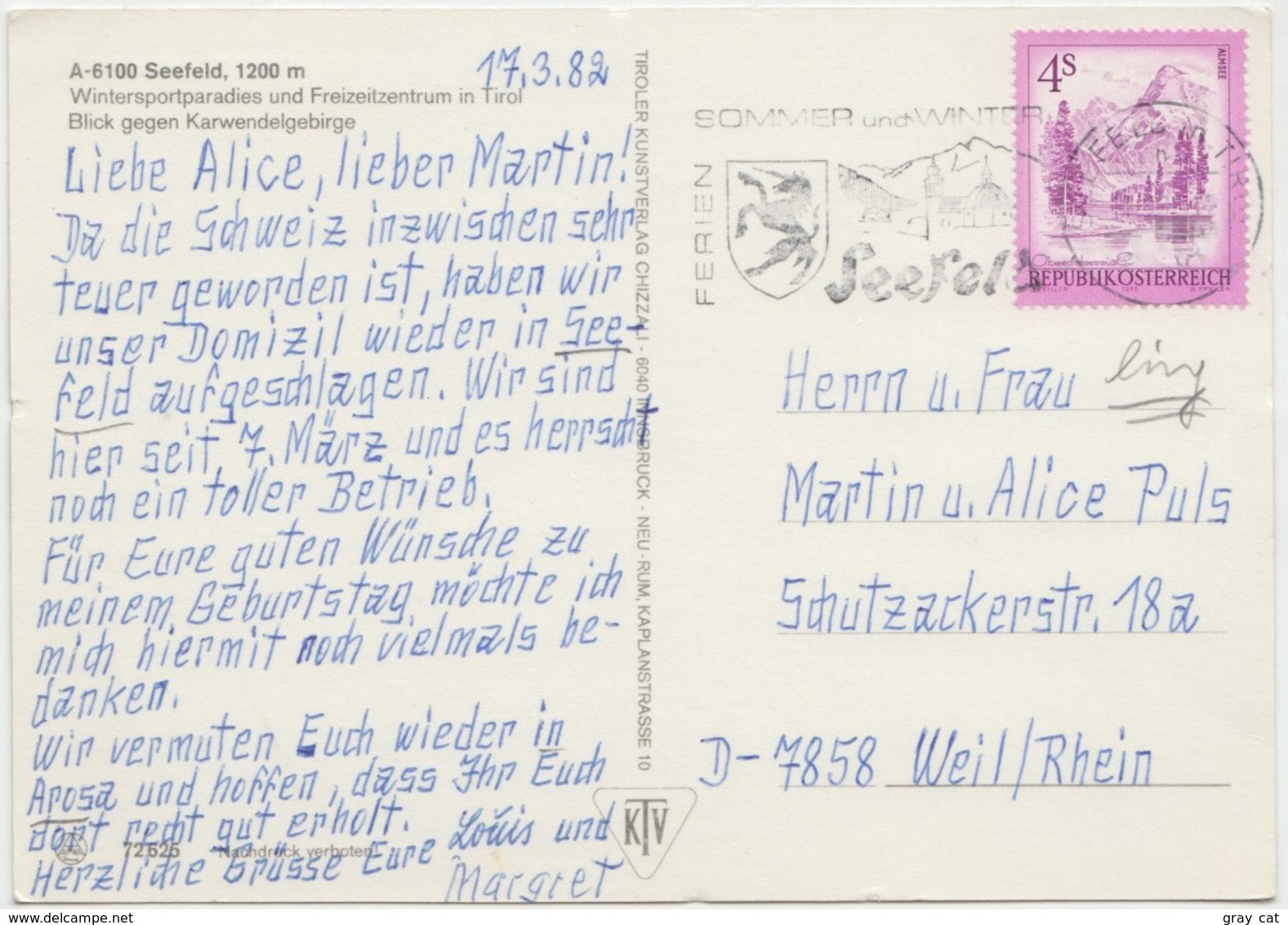 Seefeld 1200m, Austria, 1982 Used Postcard [21936] - Seefeld