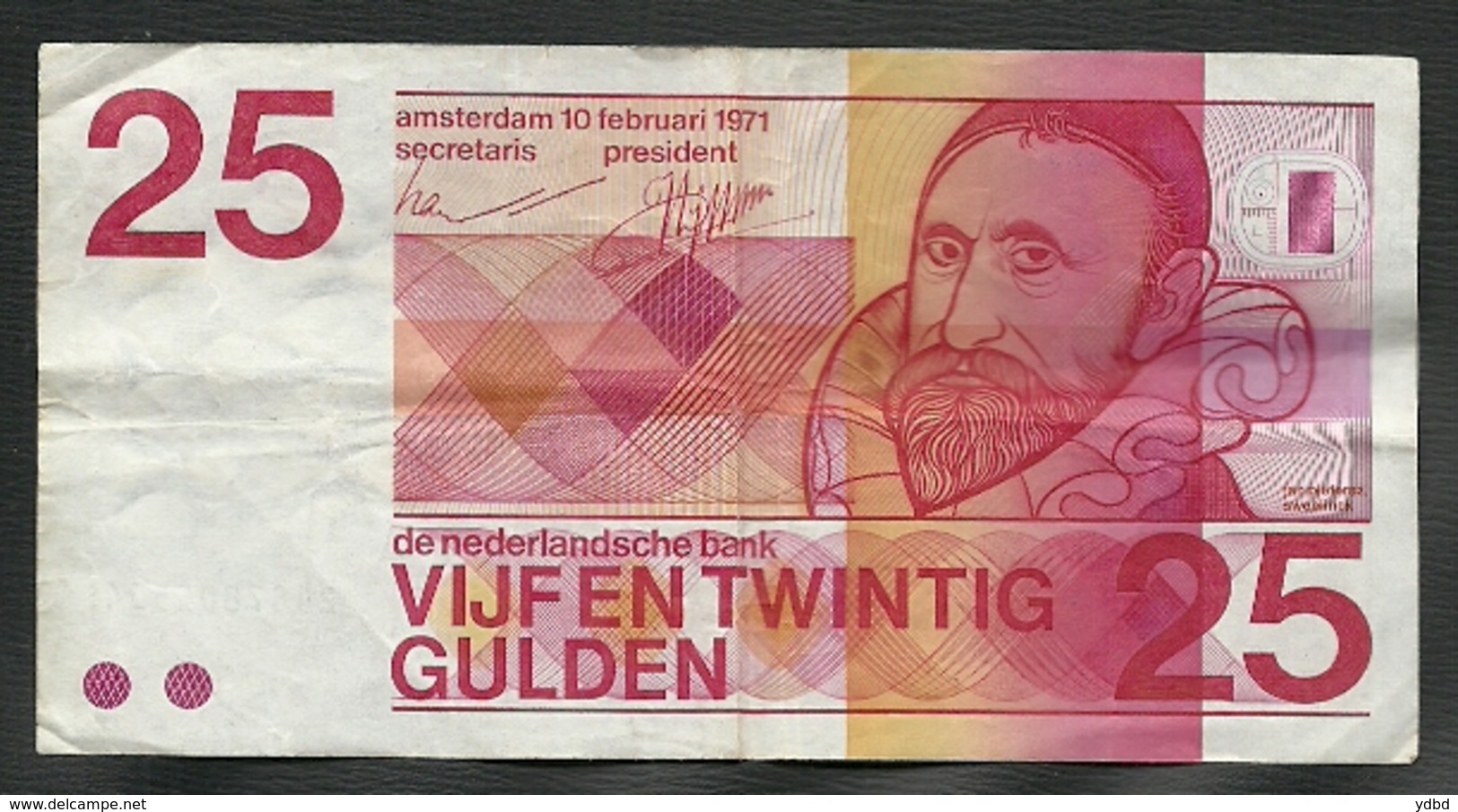 UN BILLET DE BANQUE DES PAYS BAS DE 25 GULDEN DU 10 FEVRIER 1971 - 10 Gulden