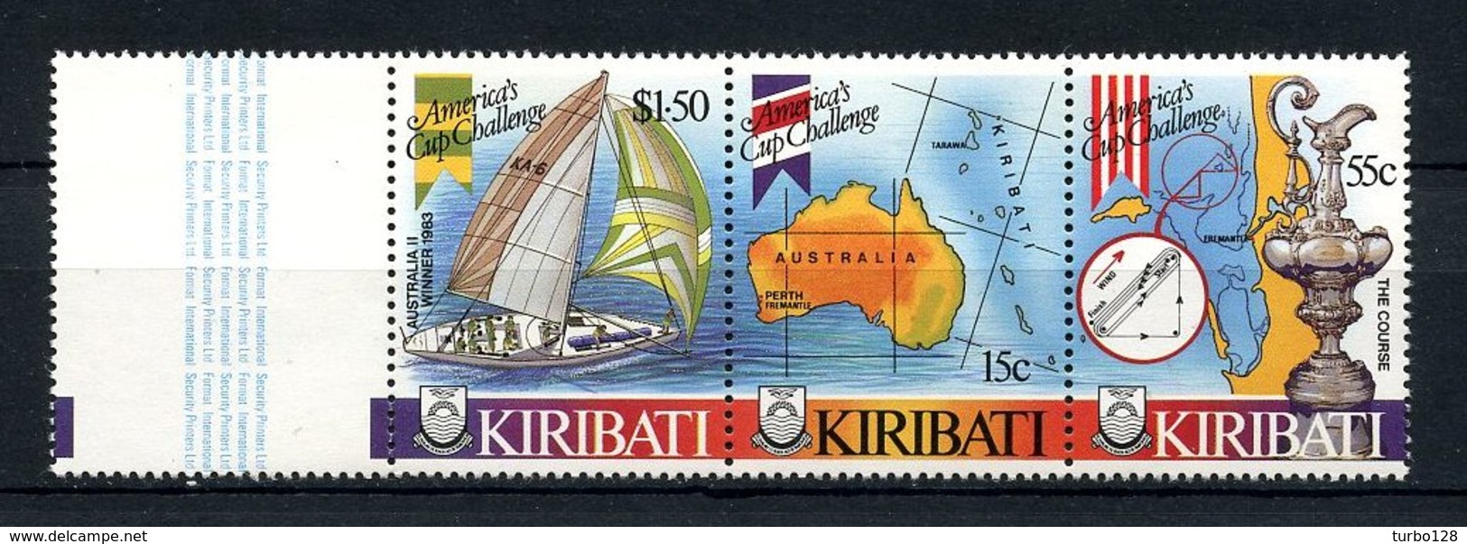 KIRIBATI 1986 N° 163/165 ** Neufs MNH Superbes C 6 € Bateaux Voiliers Coupe Voile America Régates Carte Australie Sailbo - Kiribati (1979-...)