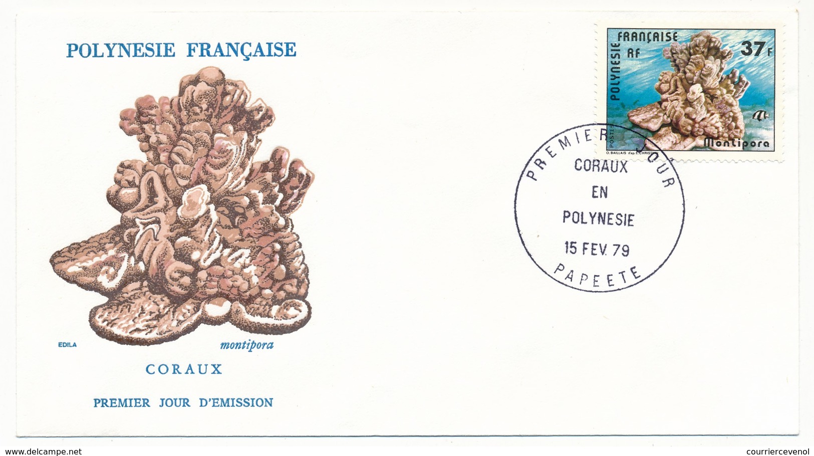 POLYNESIE FRANCAISE - 2 FDC - Coraux - 15 Février 1979 - Papeete - FDC