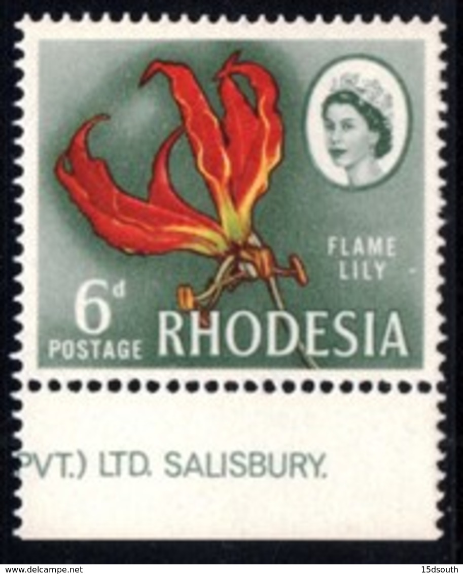 Rhodesia - 1966 Mardon 6d Lily (4th Printing) (**) # SG 401 , Mi 50 - Rodesia (1964-1980)