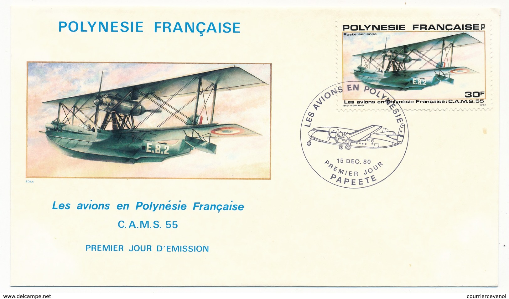 POLYNESIE FRANCAISE - 4 FDC - Les Avions En Polynésie - 15 Décembre 1980 - Papeete - FDC