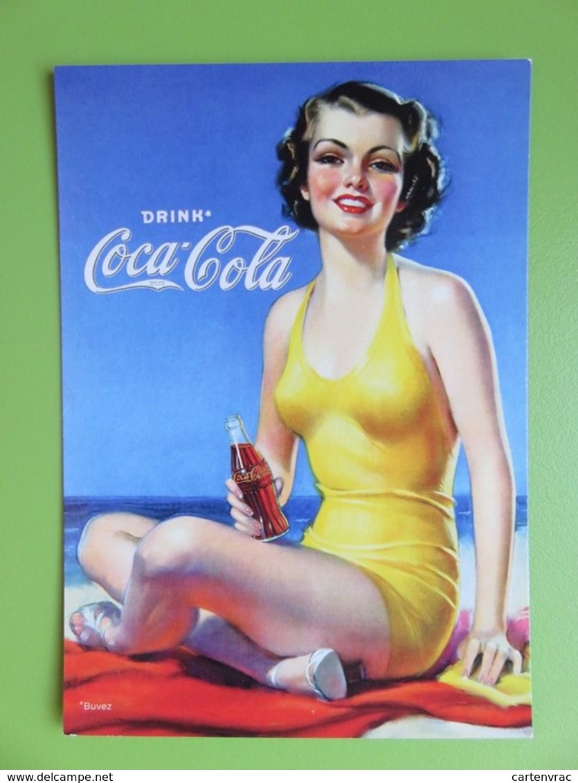 Carte Postale Coca Cola - Pin Up En Maillot Jaune  "Célébrez Les 125 Ans De Légende Coca Cola" - Advertising