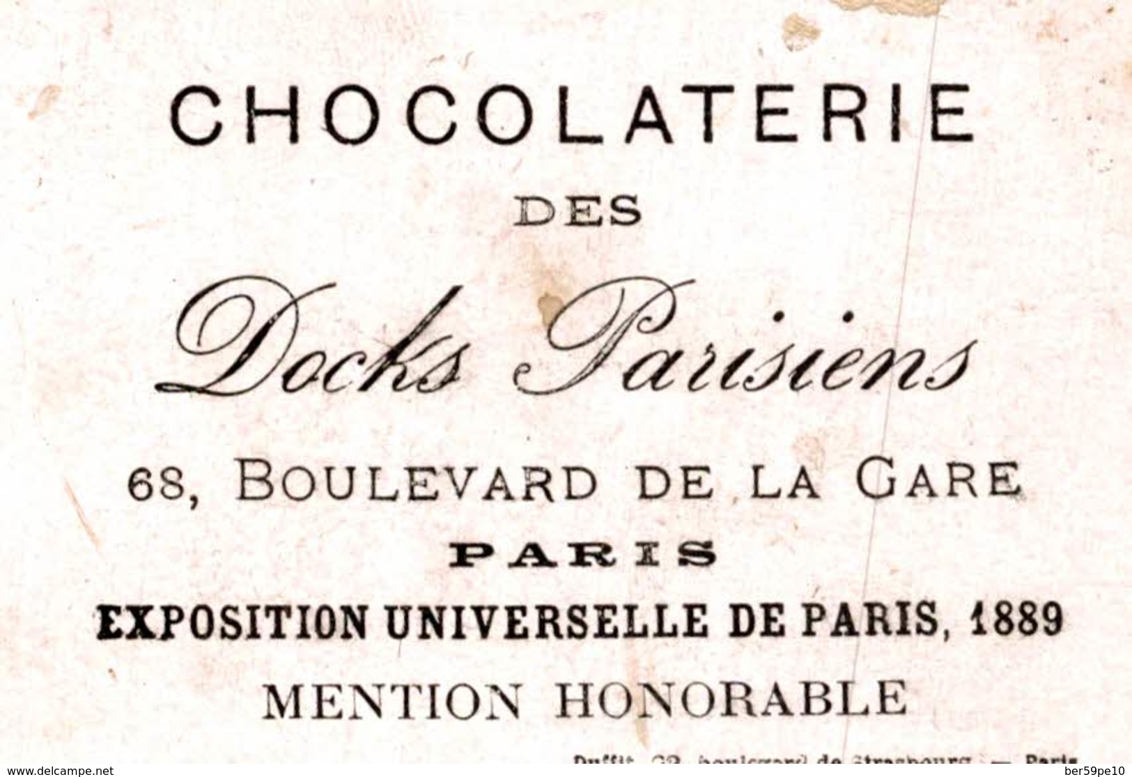 CHROMO  CHOCOLATERIE DES DOCKS PARISIENS PARIS  PARIS TROCADERO - Autres & Non Classés