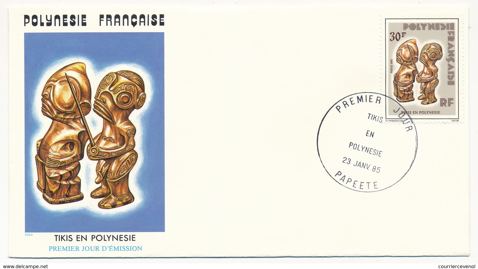 POLYNESIE FRANCAISE - 3 FDC - Tikis En Polynésie - 23 Janvier 1985 - Papeete - FDC