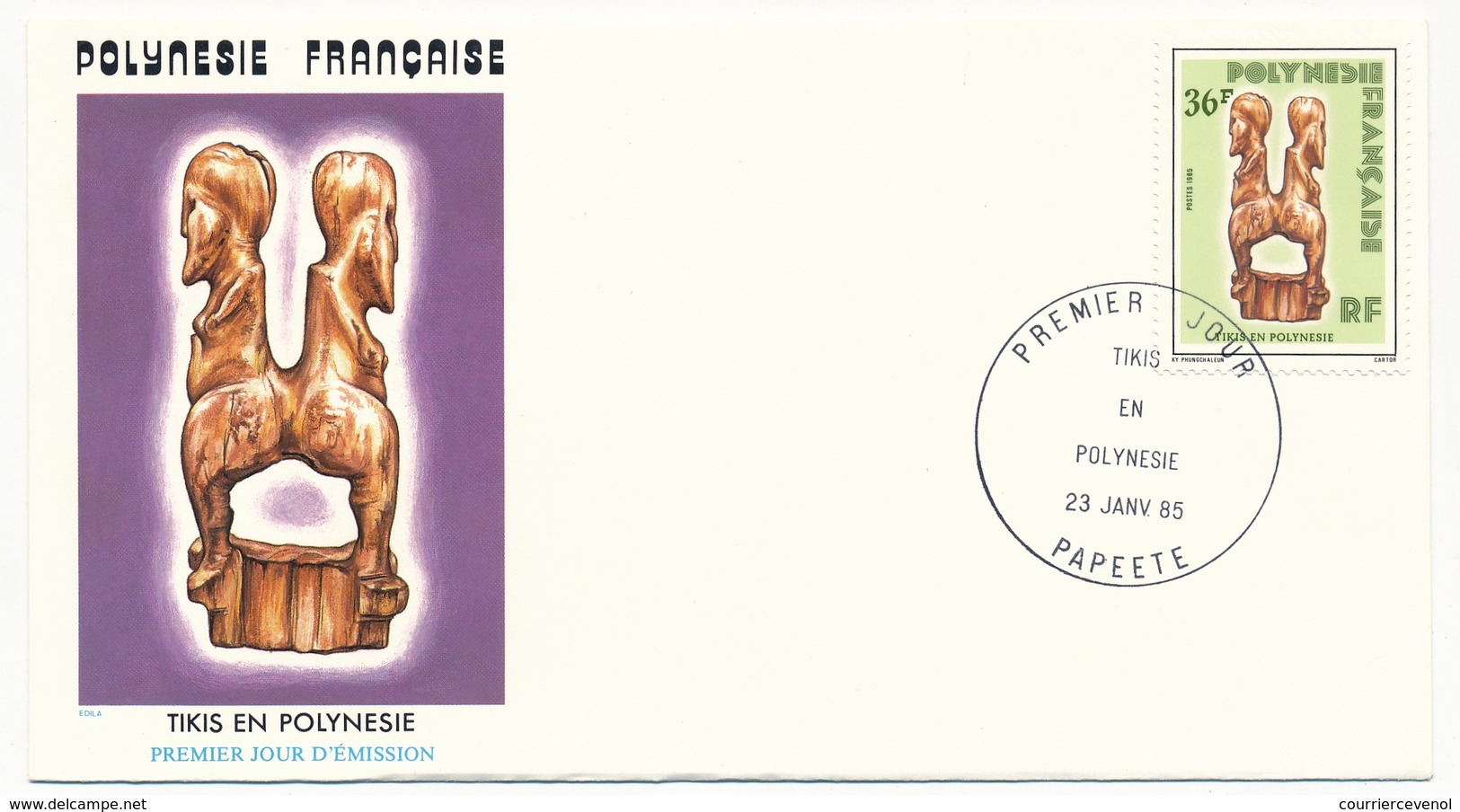 POLYNESIE FRANCAISE - 3 FDC - Tikis En Polynésie - 23 Janvier 1985 - Papeete - FDC