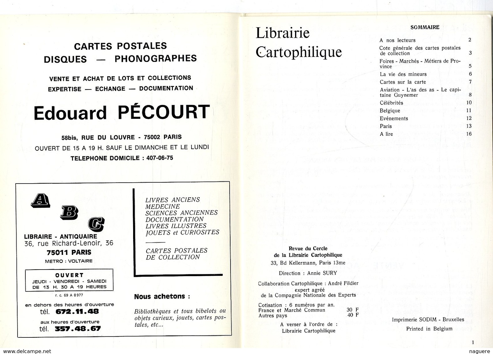 LIBRAIRIE CARTOPHILIQUE  N° 2 1973   -  16 PAGES  FOIRES MARCHES METIERS DE PROVINCE CARTE SUR LA CARTE AVIATION ETC - French