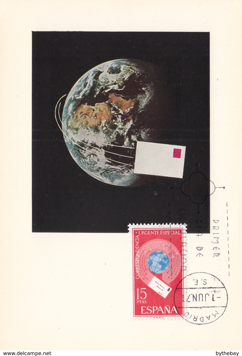 Spain1971 Maxicard Scott #E27 15p Letter Circling Globe - Cartes Maximum