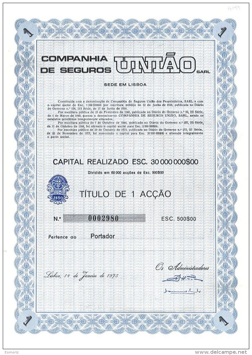 PORTUGAL, Acções &amp; Obrigações, F/VF - Unused Stamps