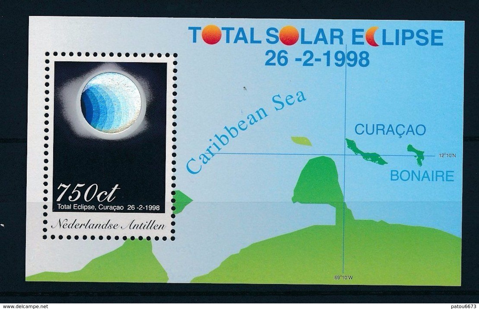 Antilles Néerlandaises 1998 Astronomie éclipse Solaire Totale Holograme MNH** Luxe - Astronomy