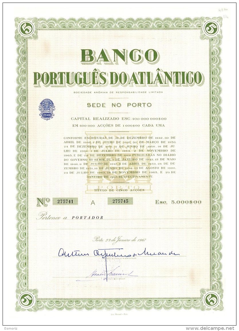 PORTUGAL, Acções &amp; Obrigações, F/VF - Ongebruikt