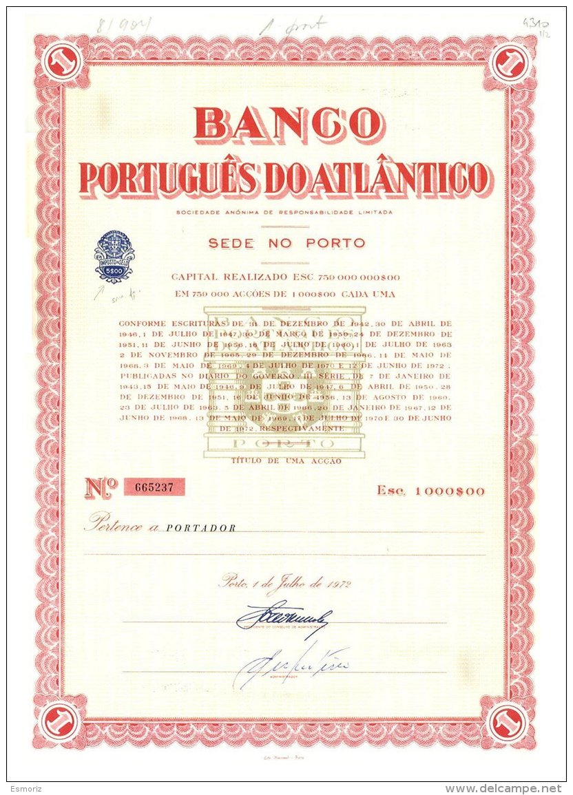 PORTUGAL, Acções &amp; Obrigações, F/VF - Ongebruikt