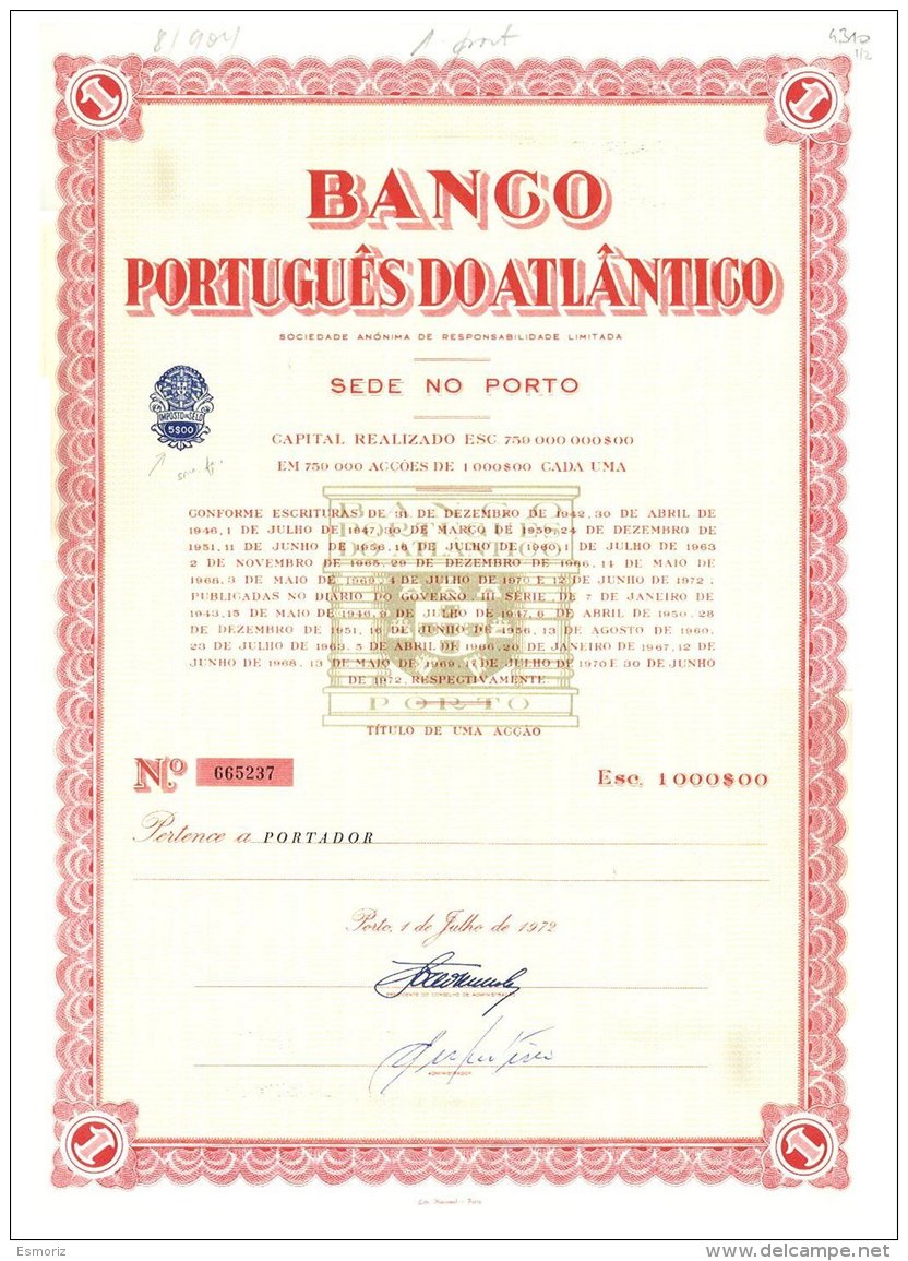 PORTUGAL, Acções &amp; Obrigações, F/VF - Unused Stamps