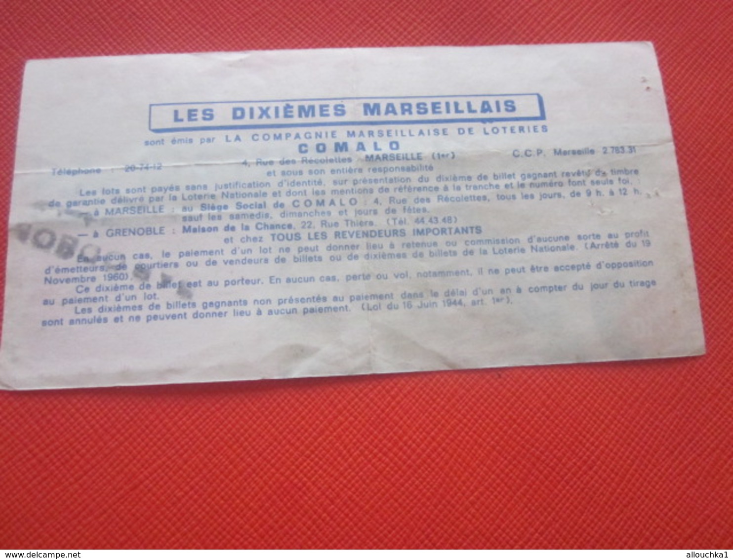 VIEUX PORT MARSEILLE-TRANCHE AUTOMNE-10é MARSEILLAIS-1966-Billet De La Loterie Nationale+VIGNETTE IMPRIMÉE TAILLE DOUCE - Billets De Loterie