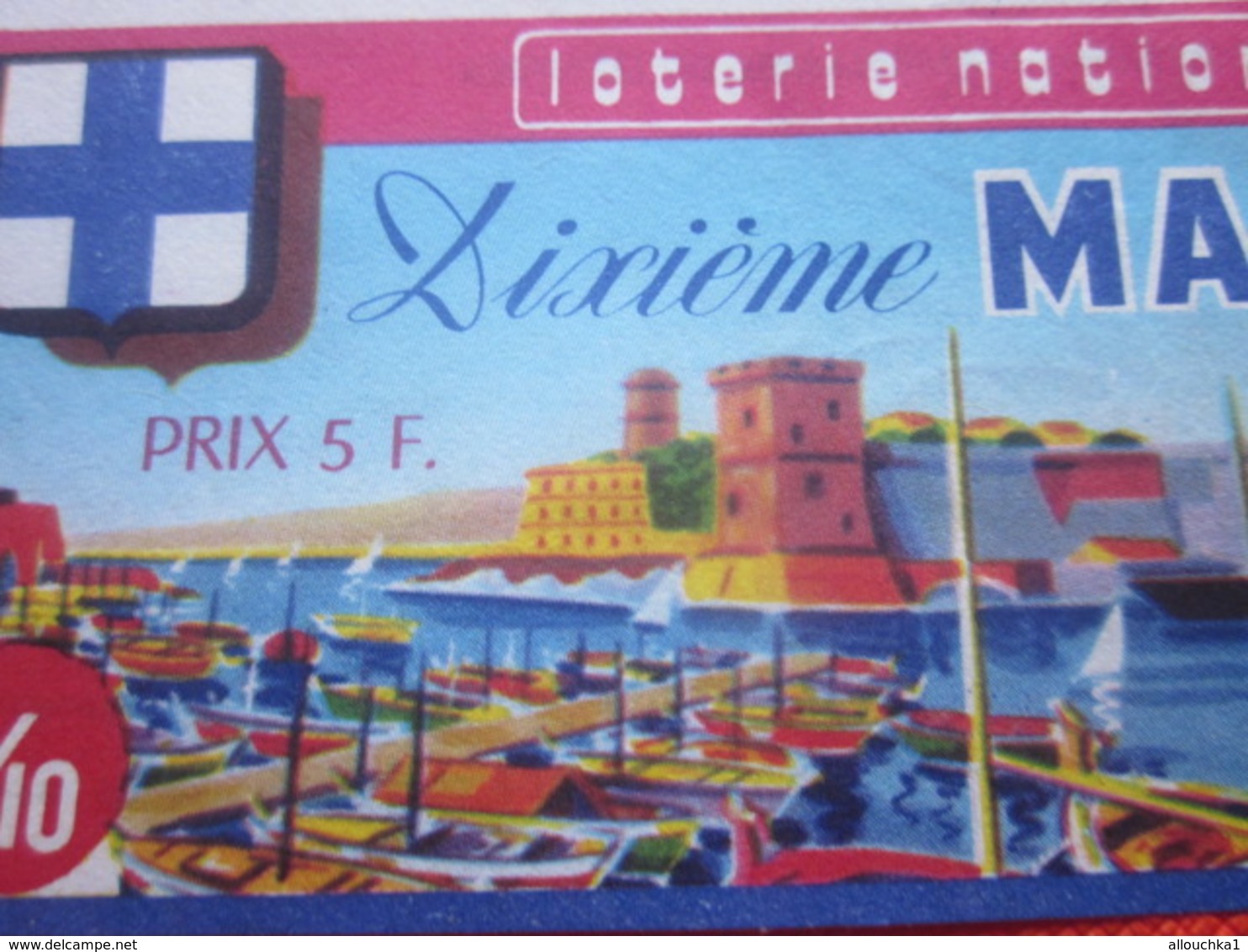 FORT ST NICOLAS-PORT MARSEILLE-TR-LILAS-10é MARSEILLAIS-1976-Billet De Loterie Nationale+VIGNETTE IMPRIMÉ TAILLE DOUCE - Billets De Loterie