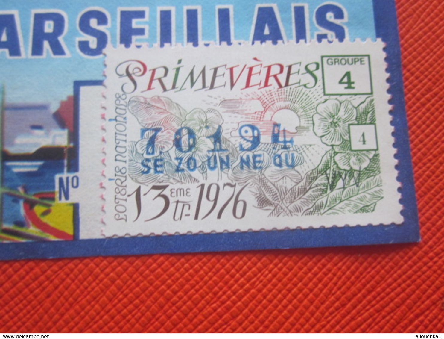 FORT ST NICOLAS-PORT MARSEILLE-PRIMEVÈRES-10é MARSEILLAIS-1976-Billet De Loterie Nationale+VIGNETTE IMPRIMÉ TAILLE DOUCE - Billets De Loterie