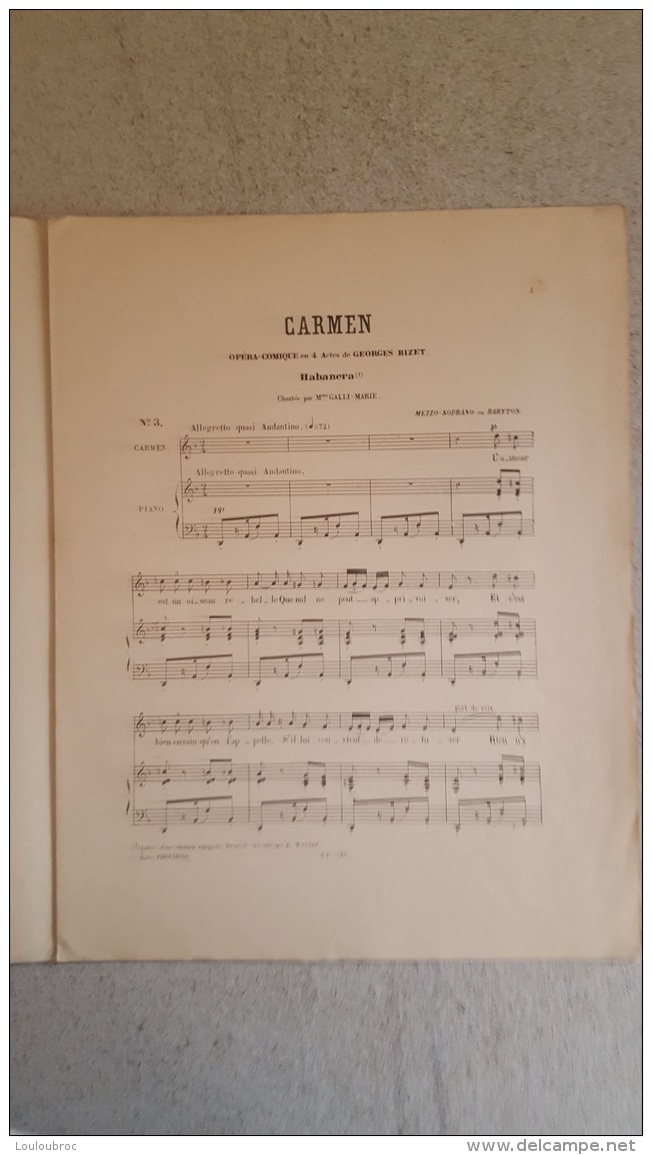 CARMEN OPERA  COMIQUE DE GEORGES BIZET  PARFAIT ETAT - Spartiti