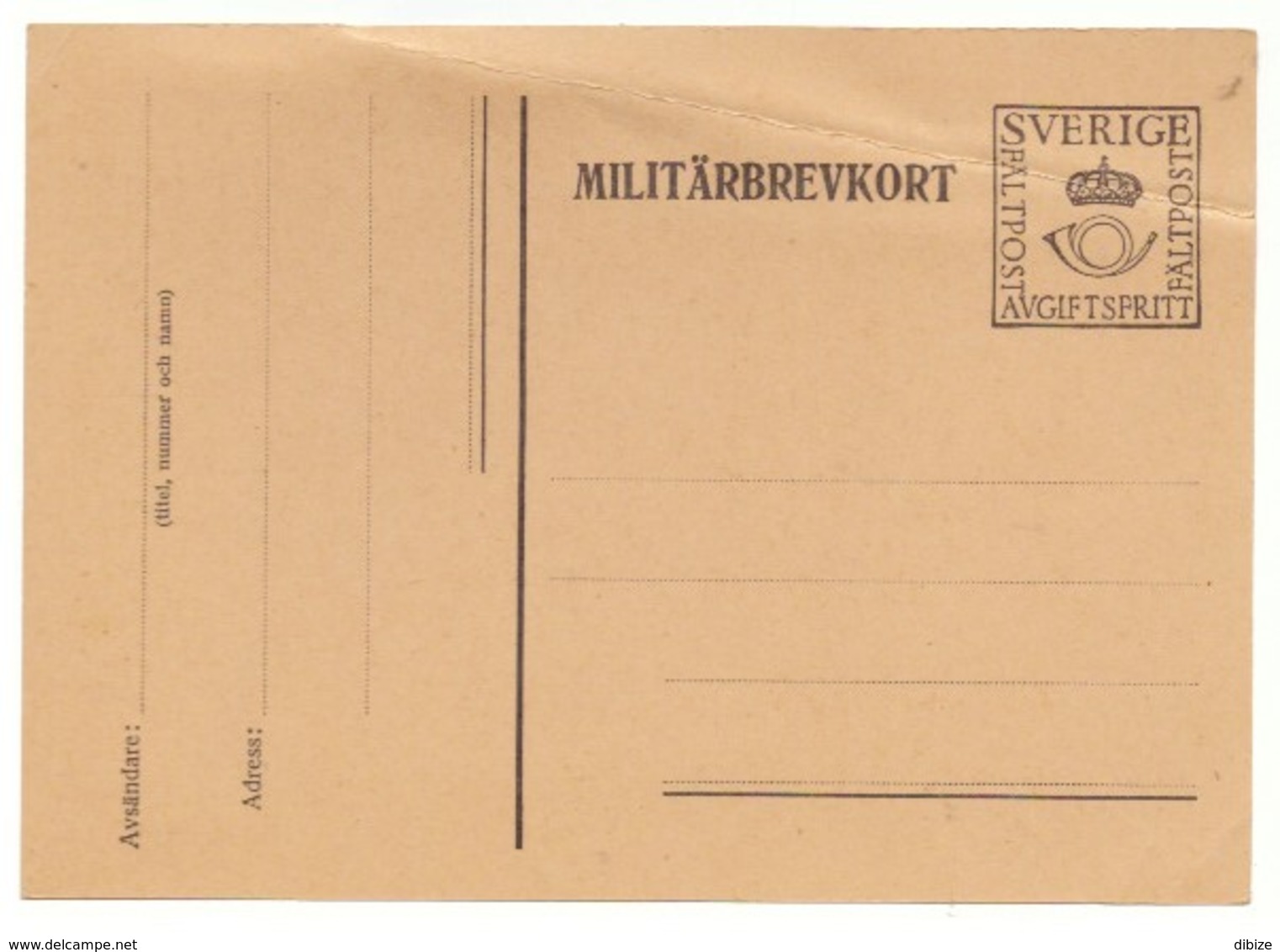 Carte En Franchise Militaire. Suéde - Military