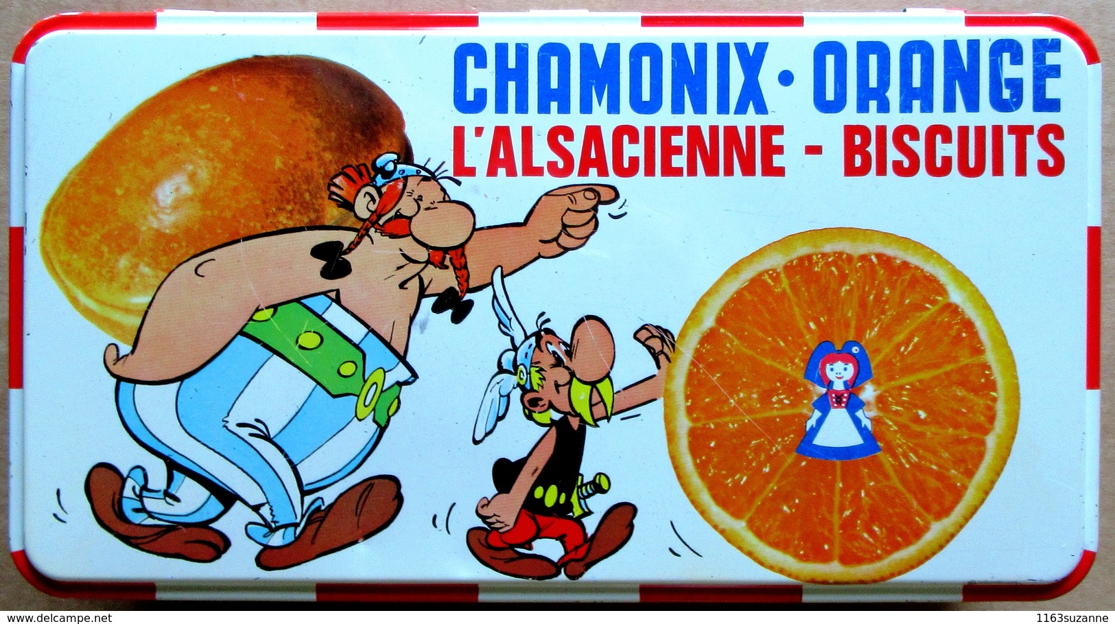 TTBE Boîte En Métal ASTERIX ET OBELIX Années 1960 > Chamonix Orange - L'Alsacienne Biscuits - Objets Publicitaires