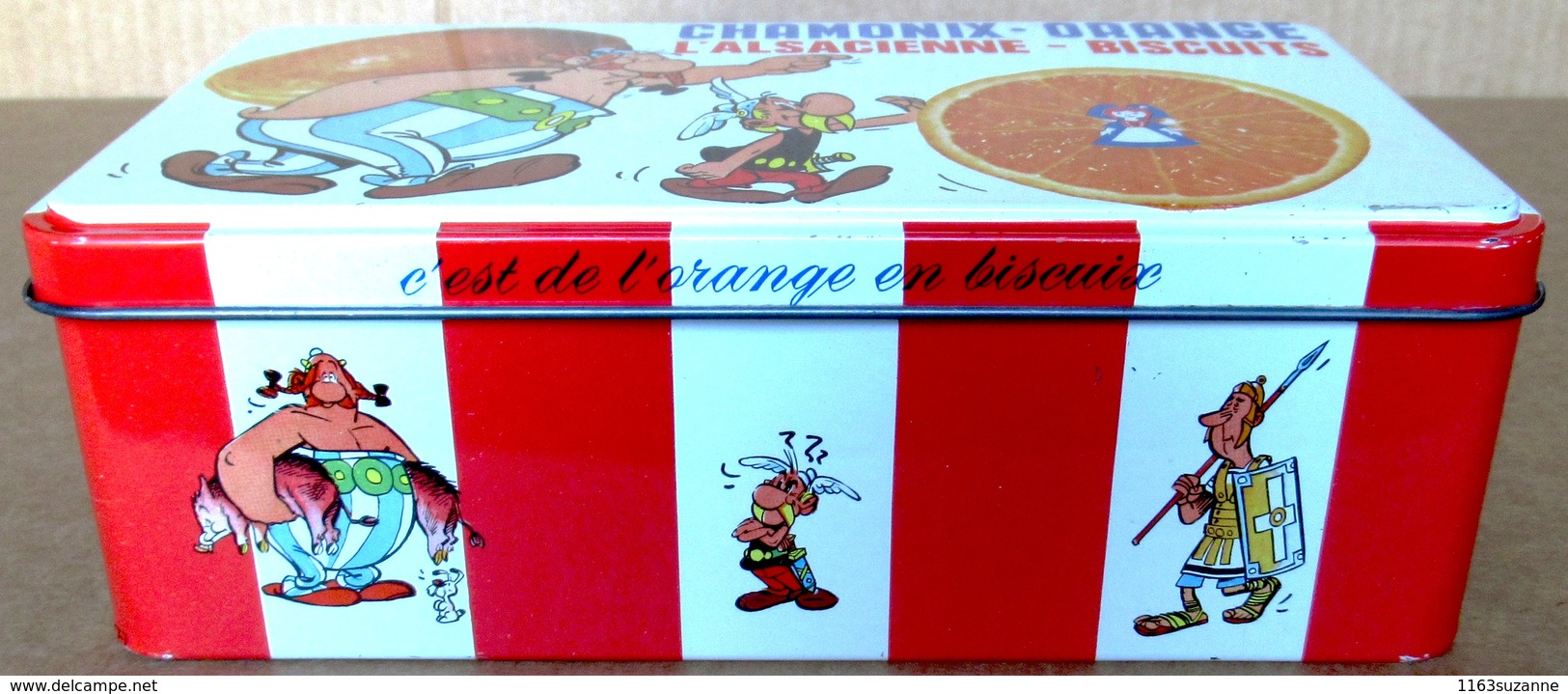 TTBE Boîte En Métal ASTERIX ET OBELIX Années 1960 > Chamonix Orange - L'Alsacienne Biscuits - Objets Publicitaires