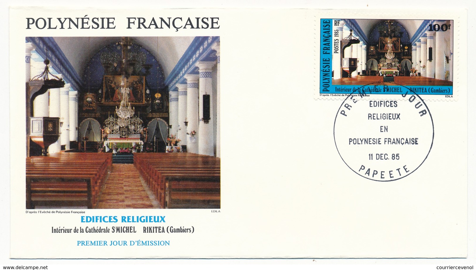 POLYNESIE FRANCAISE - 3 FDC - Edifices Religieux Protestants - 17 Dec 1986 - Papeete - FDC