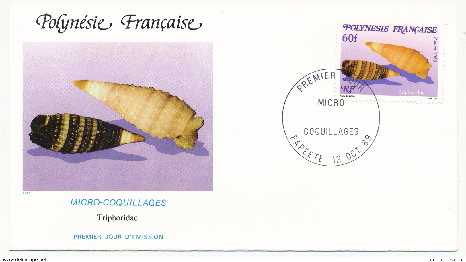 POLYNESIE FRANCAISE - 3 FDC - Micro Coquillages - 12 Décembre 1989 - Papeete - FDC