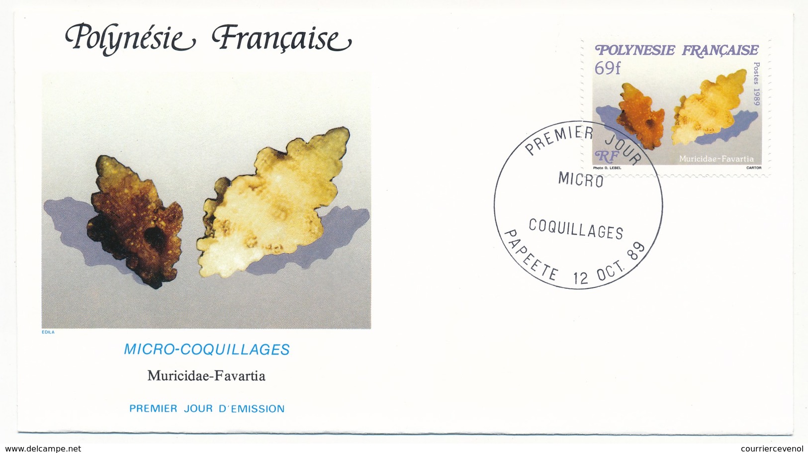 POLYNESIE FRANCAISE - 3 FDC - Micro Coquillages - 12 Décembre 1989 - Papeete - FDC