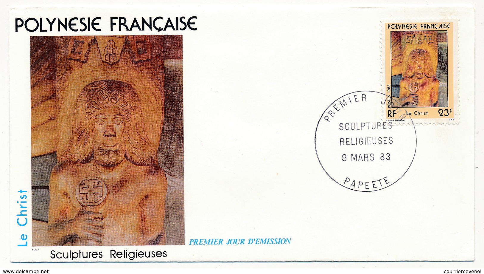 POLYNESIE FRANCAISE - 3 FDC - Sculptures Religieuses - 9 Mars 1983 - Papeete - FDC