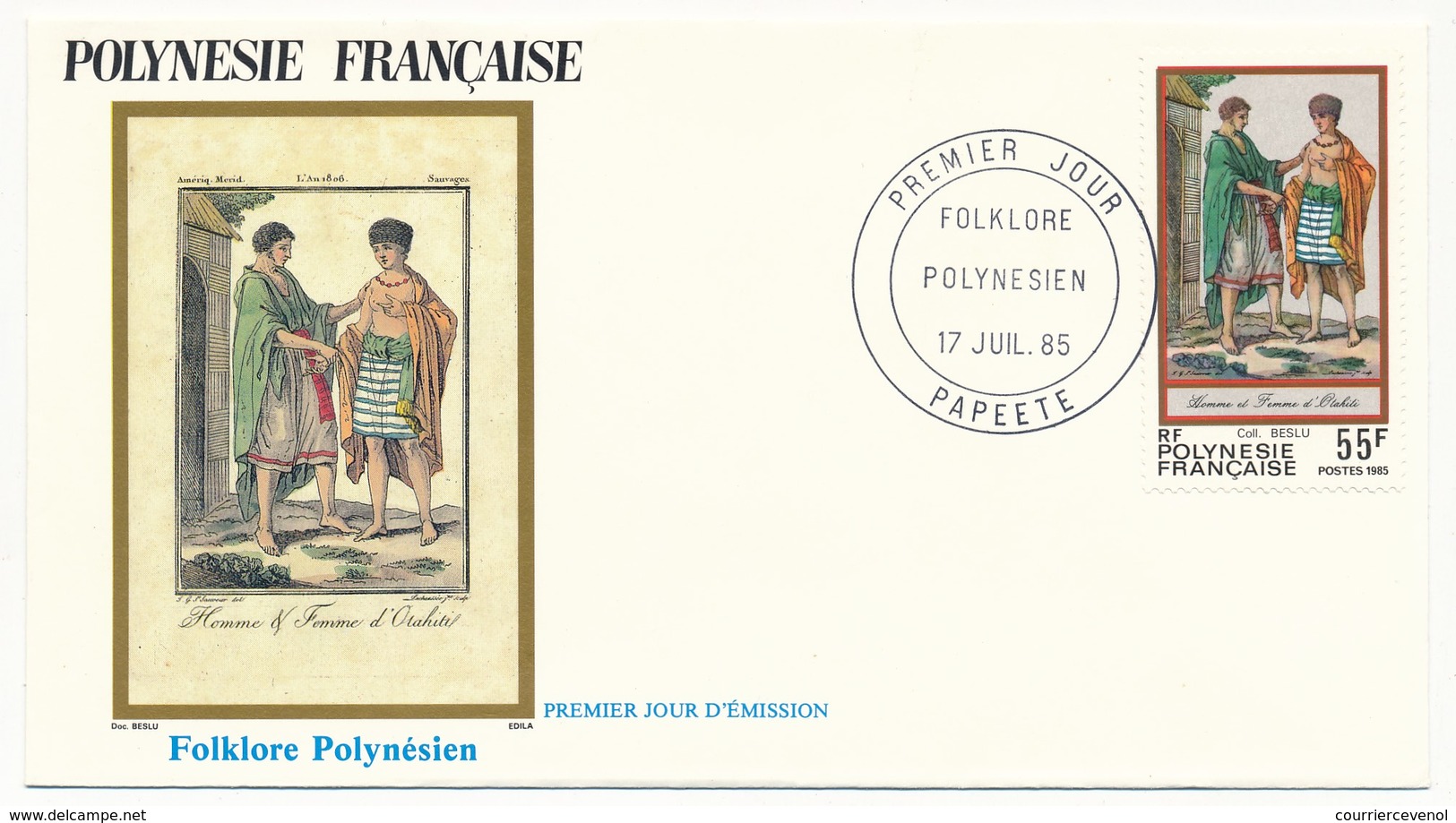 POLYNESIE FRANCAISE - 3 FDC - Folklore Polynésien - 17 Juillet 1985 - Papeete - FDC