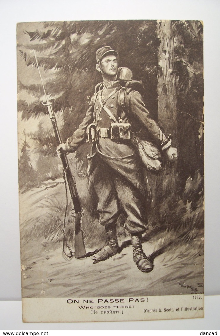 MILITARIA  - ON NE PASSE PAS  !  -1914-1918 -( Scott Illustrateur ) - Patriotic