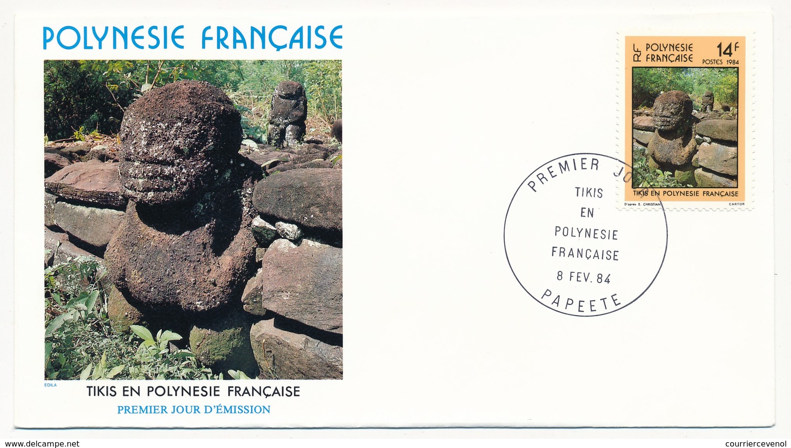 POLYNESIE FRANCAISE - 3 FDC - Tikis En Polynésie Française - 8 Février 1984 - Papeete - FDC